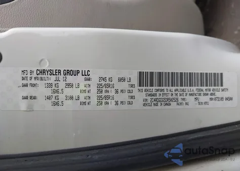 2013 Dodge Grand Caravan Crew z USA, uszkodzony, nr VIN 2C4RDGDG5DR502526